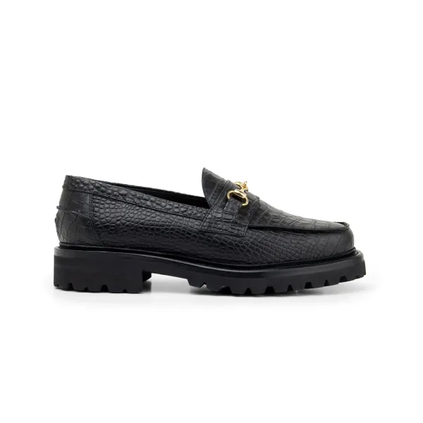 The Mason Horse Bit Loafer, Onyx Croc, Lug Sole — view 2
