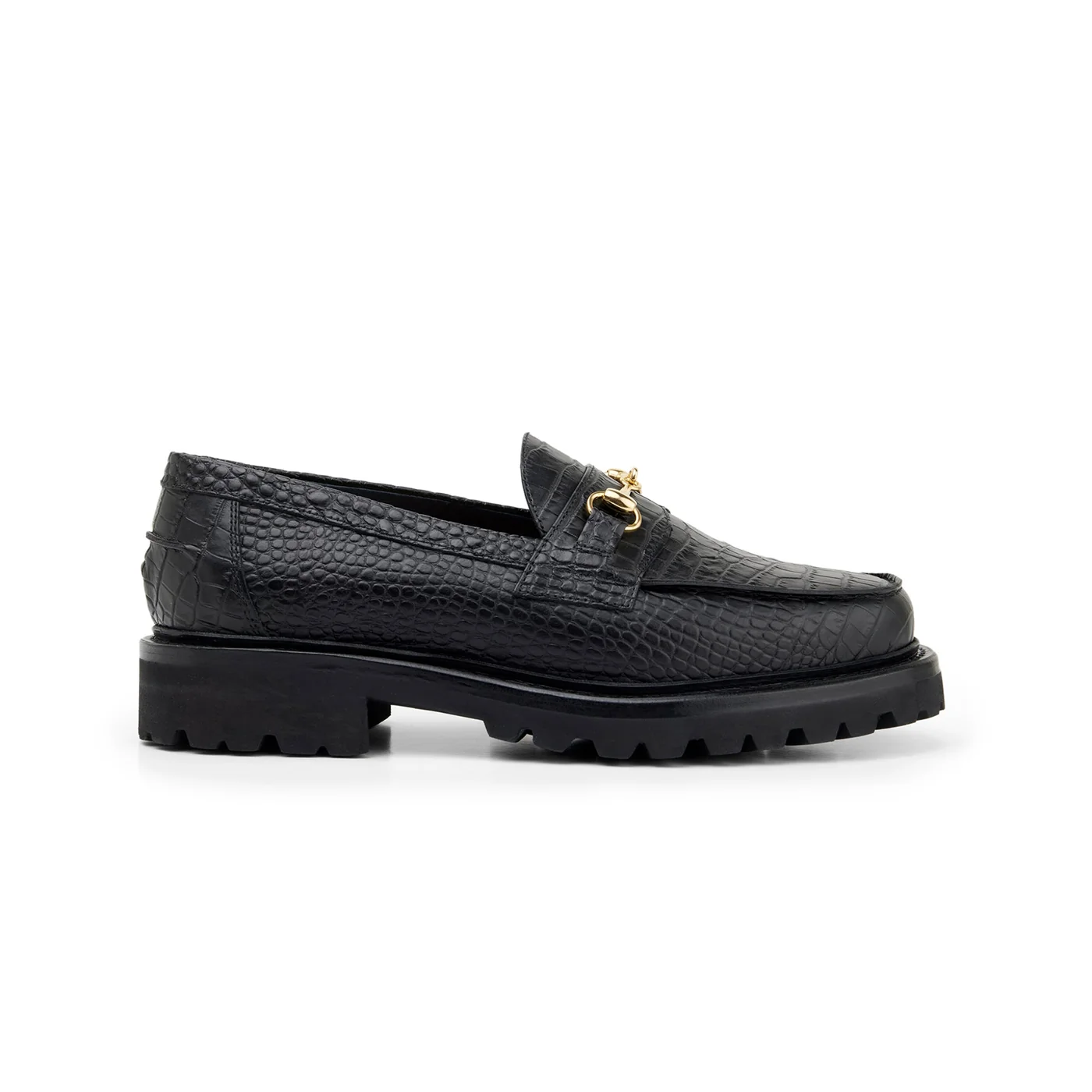 The Mason Horse Bit Loafer, Onyx Croc, Lug Sole — view 2