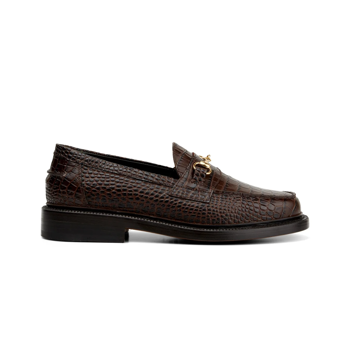 The Mason Horse Bit Loafer, Walnut Croc — view 2