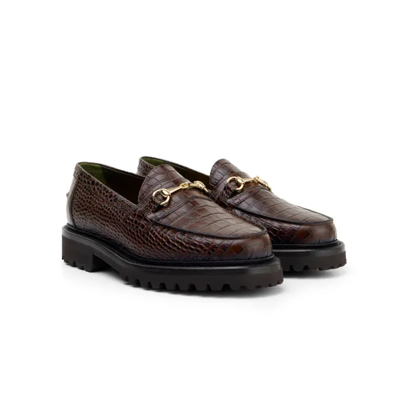 The Mason Horse Bit Loafer, Walnut Croc, Lug Sole