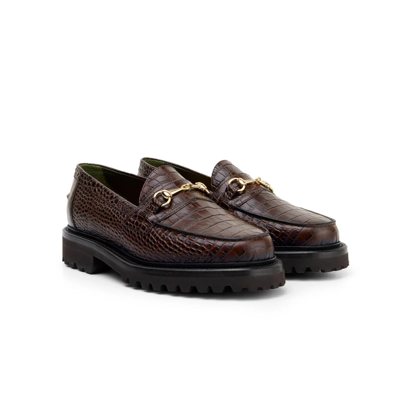 The Mason Horse Bit Loafer, Walnut Croc, Lug Sole