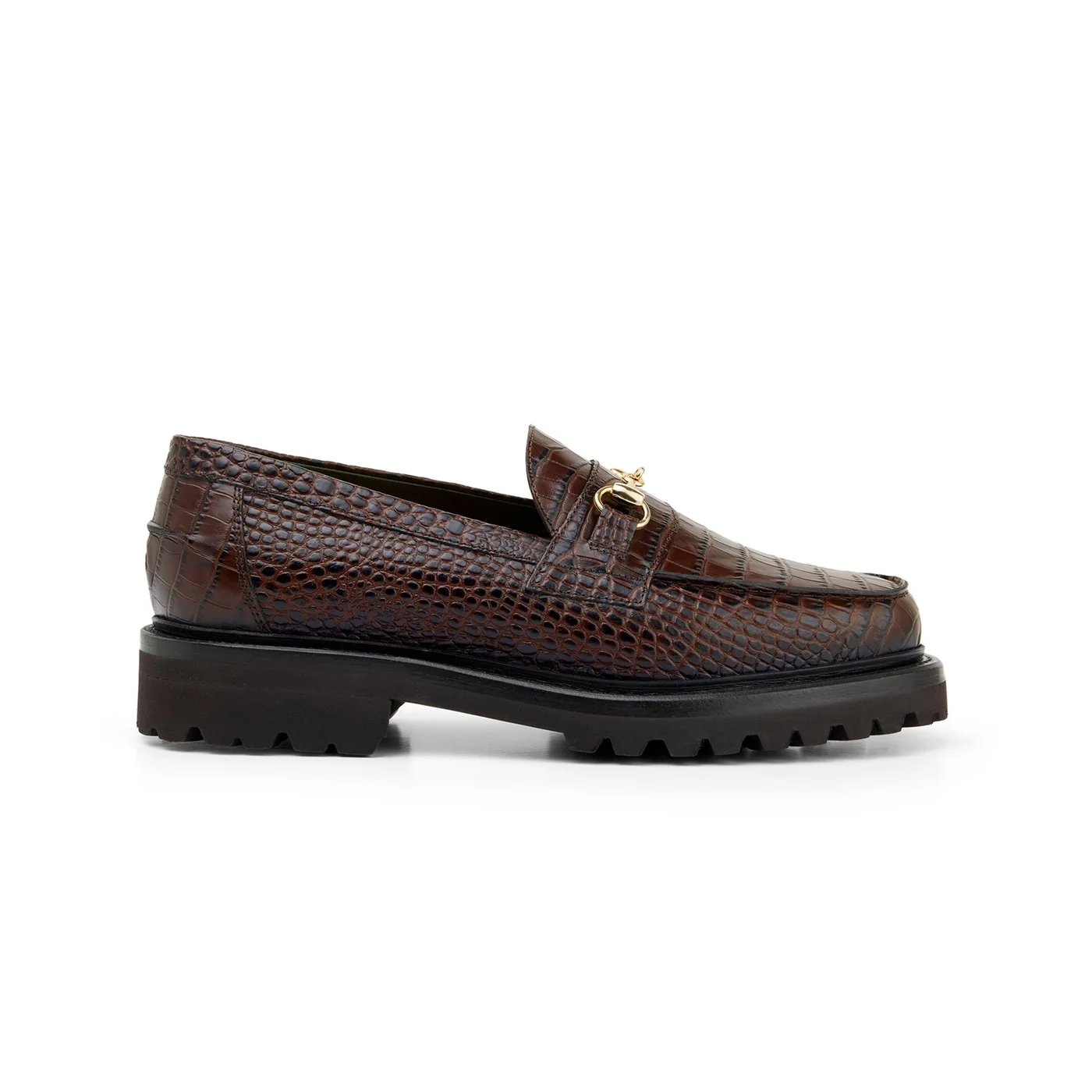 The Mason Horse Bit Loafer, Walnut Croc, Lug Sole — view 2