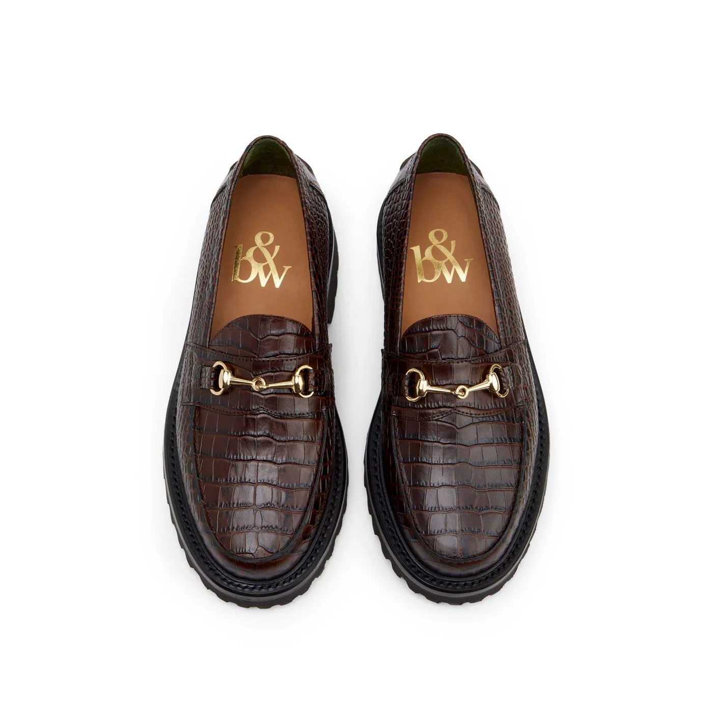 The Mason Horse Bit Loafer, Walnut Croc, Lug Sole — view 3